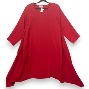 Zoran Dress Womens OS Red 100% Silk Lagenlook Layered 3/4 Sleeve $1550 READ